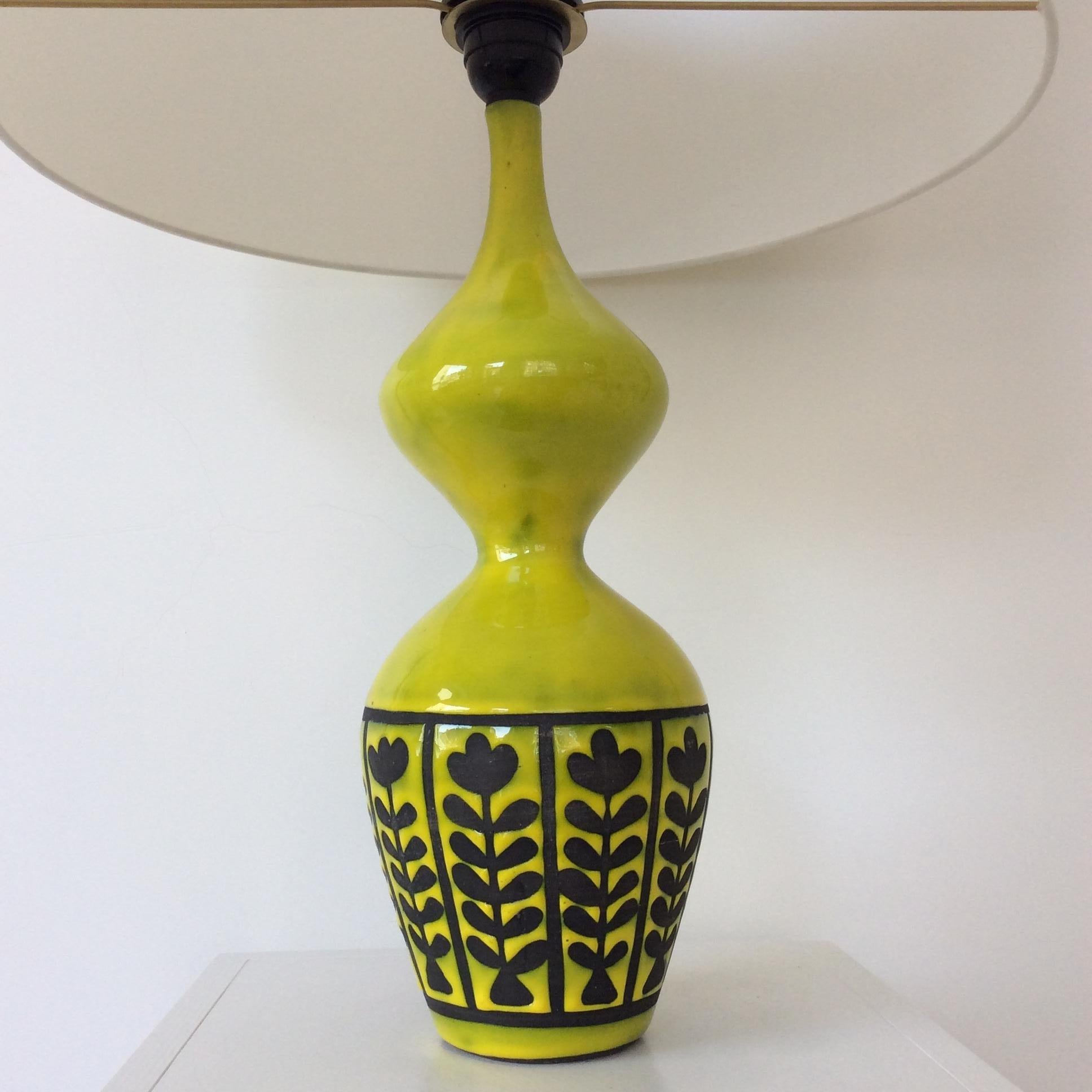 Capron Ceramic Table Lamp, circa 1958, France 3