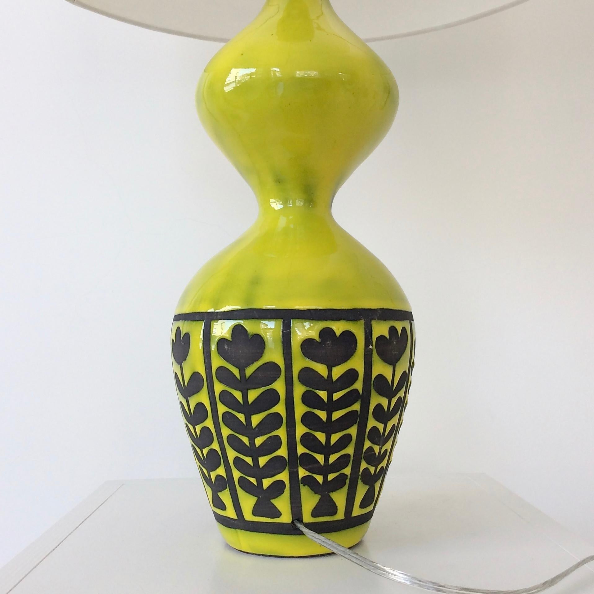 Mid-Century Modern Capron Ceramic Table Lamp, circa 1958, France