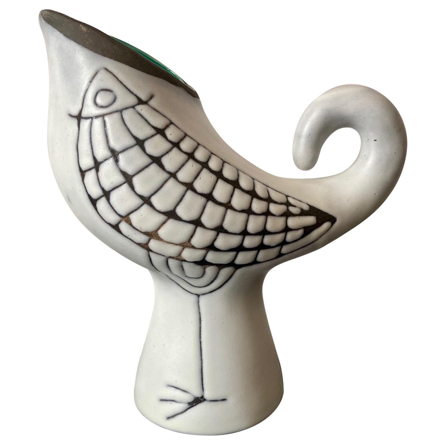 Los Castillo Silverplate Exotic Bird Handle Pitcher at 1stDibs