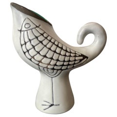 Vintage Capron Vase/Pitcher with Bird, Vallauris, 1960's