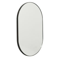Capsula Capsule Pill Shaped Modern Mirror with Bronze Patina Brass Frame, Medium
