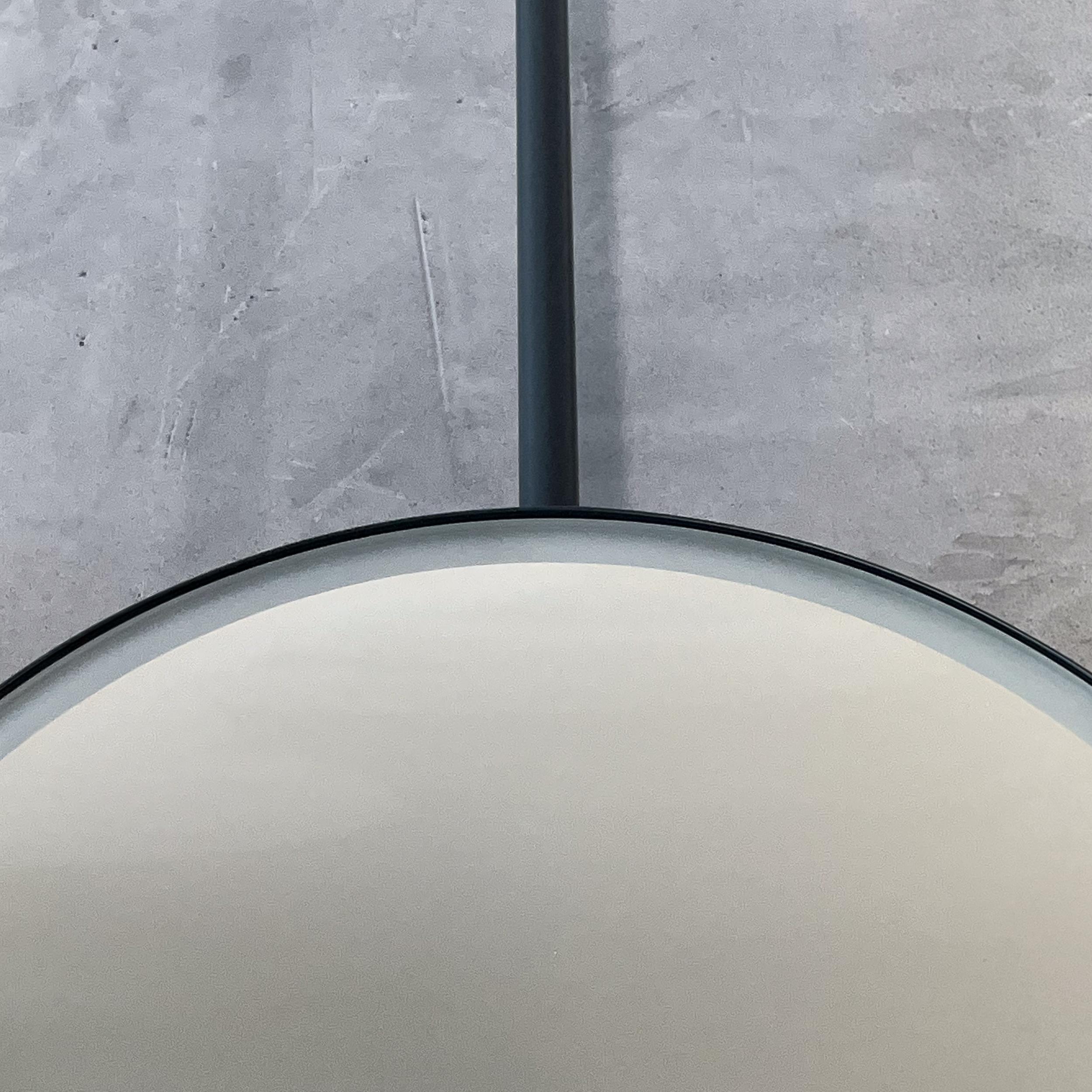 Capsula Ceiling Suspended Illuminated Mirror with Modern Anthracite Grey Frame For Sale 1