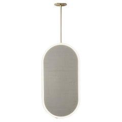 Miroir moderne suspendu à un plafond éclairé Capsula Front avec cadre en laiton