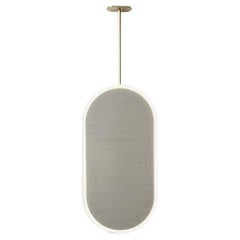 Miroir moderne suspendu à un plafond éclairé Capsula Front avec cadre en laiton