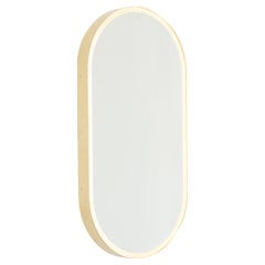 Capsula Illuminated Customisable Contemporary Mirror with Brass Frame, Small