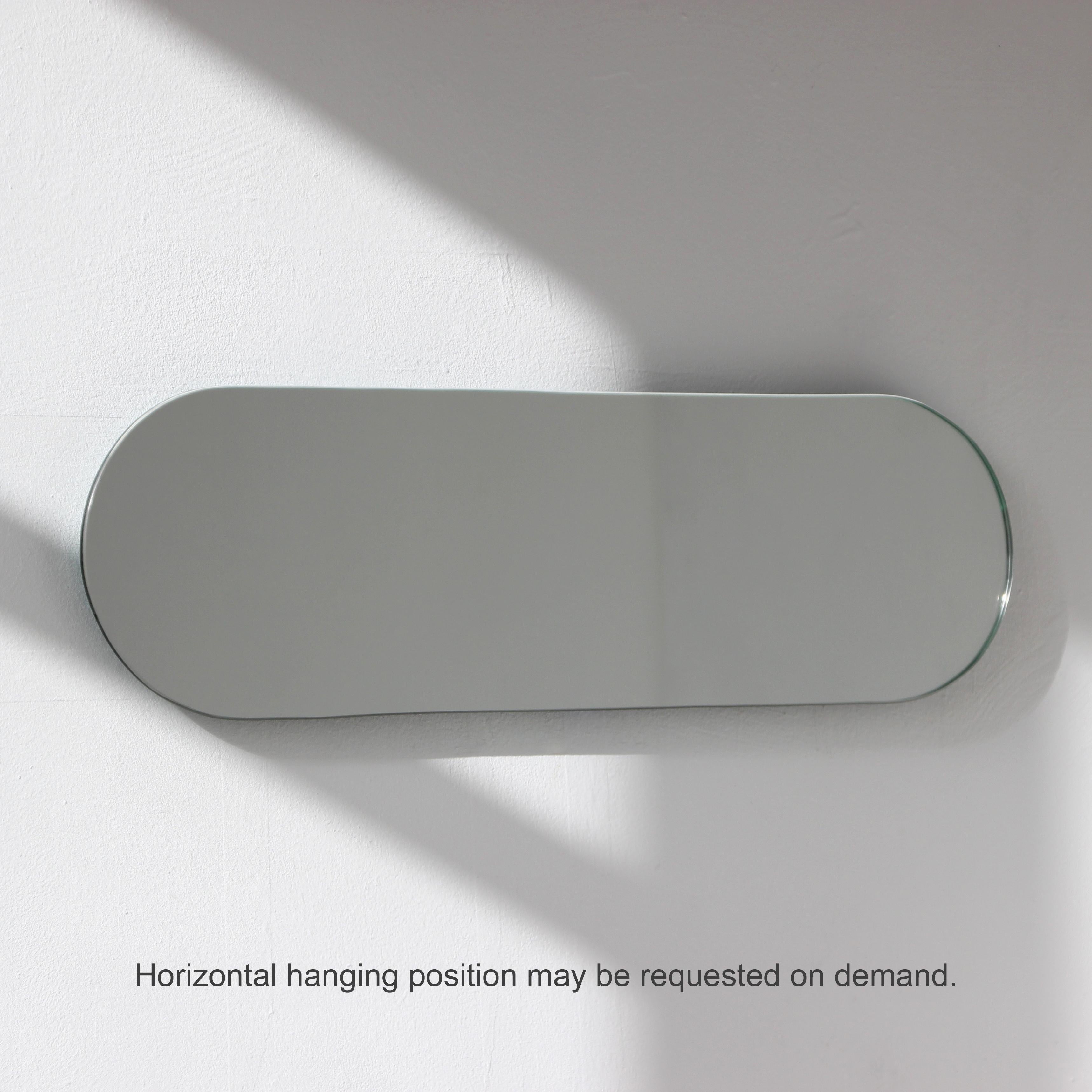 XXIe siècle et contemporain Miroir minimaliste sans cadre avec effet flottant en forme de pilier de Capsula, XL en vente