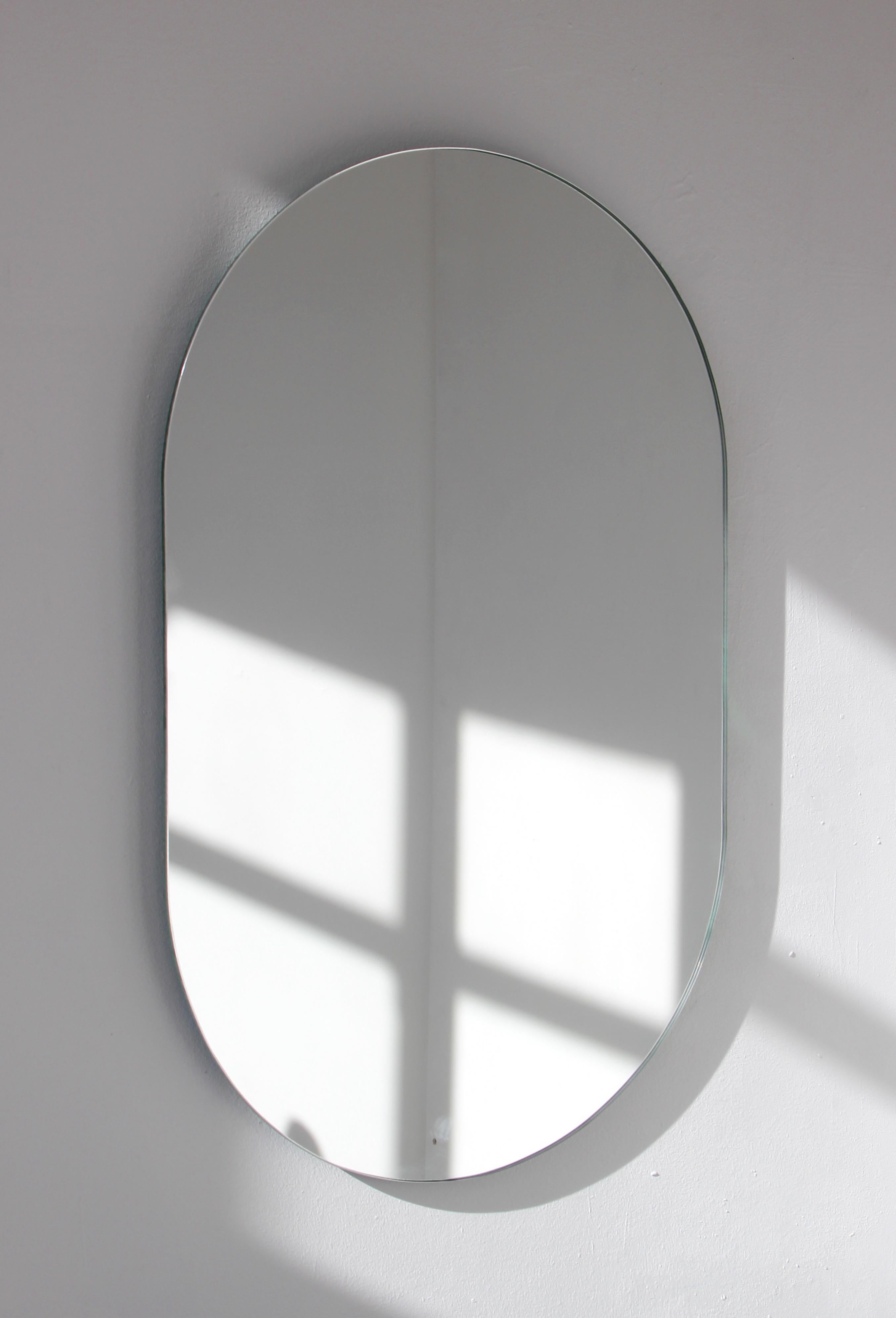 Capsula Capsule Pill Shaped Modern Frameless Mirror, Large For Sale 1