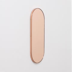 Capsula Capsule Pill Shaped Peach Mirror with Contemporary Copper Frame, XL