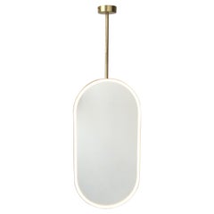 Capsula Front Illuminated Suspended Mirror with a Brass Frame, Customisable