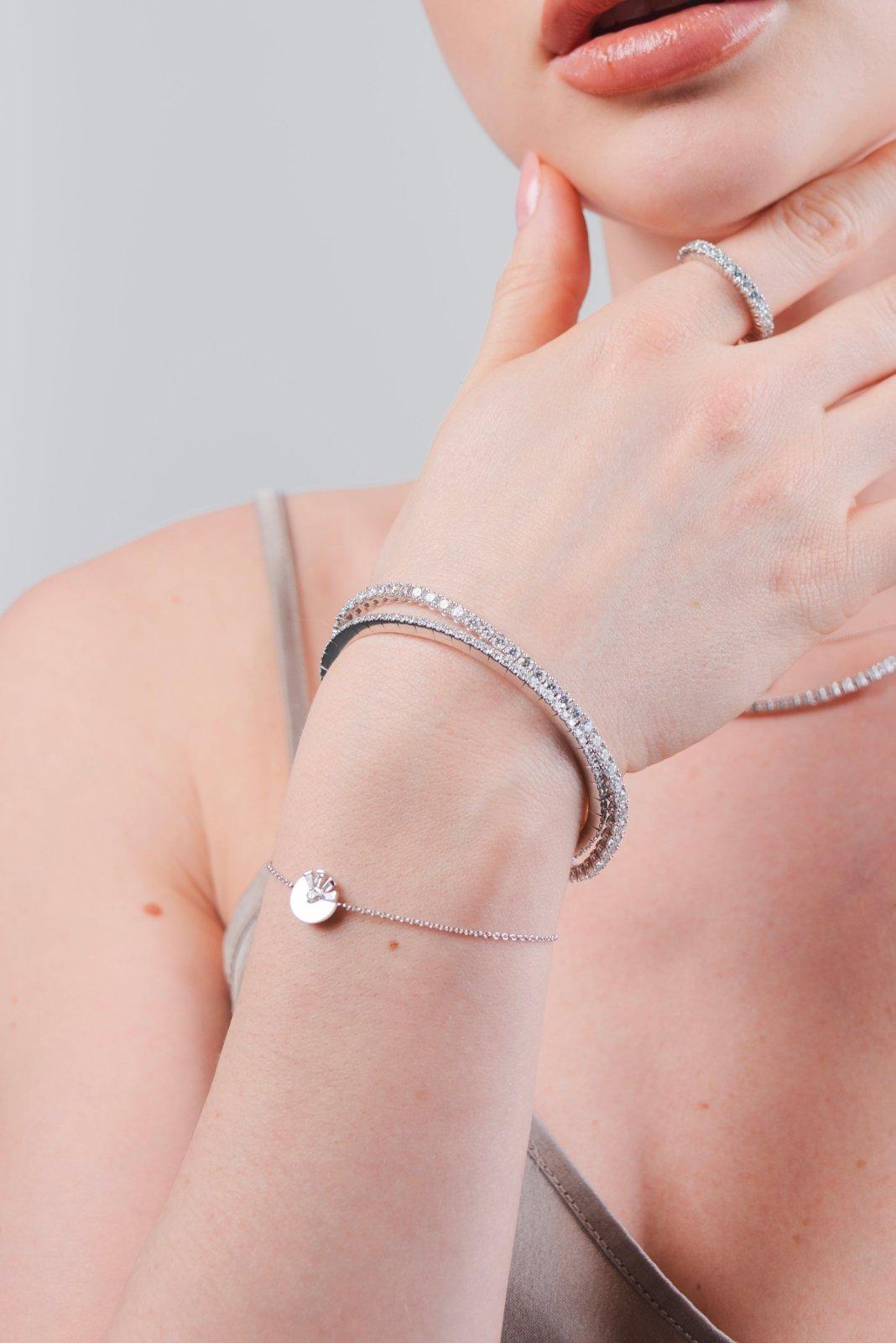 Bracciale in oro 18 carati con diamanti a fascia per lei/lui in vendita 2