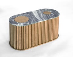 Capsule Table N5, Custom Marble and Solid Oak by Wolfgang & Hite