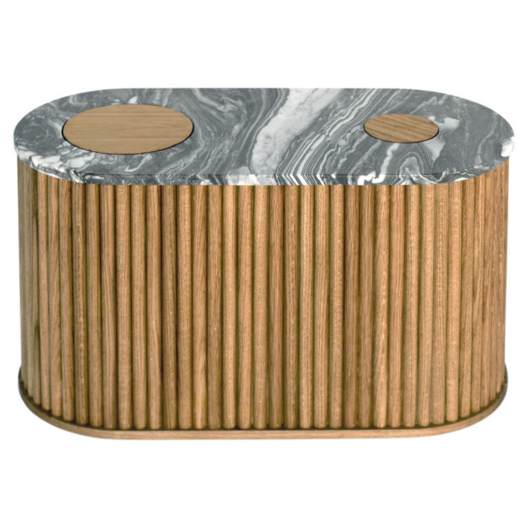 Capsule Table N5, Custom Marble and Solid Oak by Wolfgang and Hite For