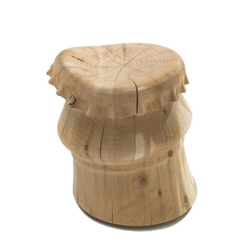 Hand-Crafted Capsule Cedar Stool in Solid Cedar Wood