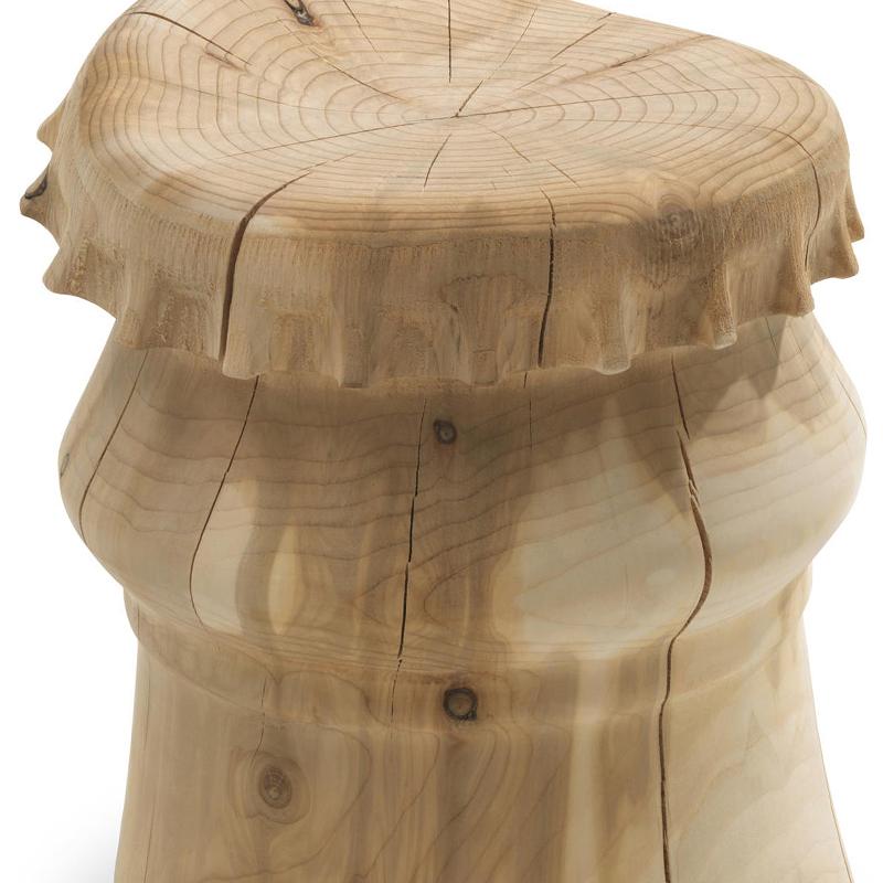 Contemporary Capsule Cedar Stool in Solid Cedar Wood