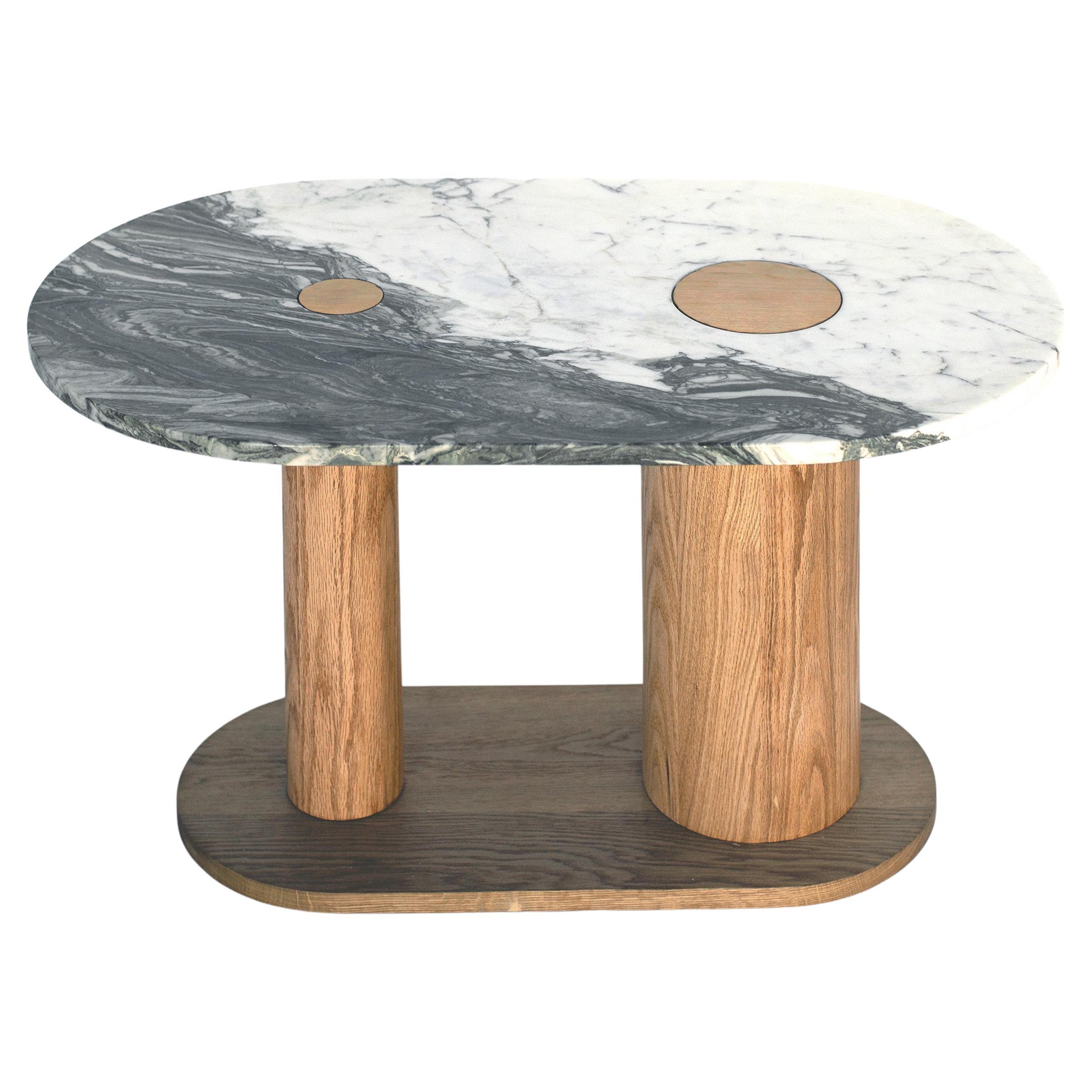 Capsule Coffee Table N1 - Custom Marble and Solid Oak by Wolfgang & Hite For Sale
