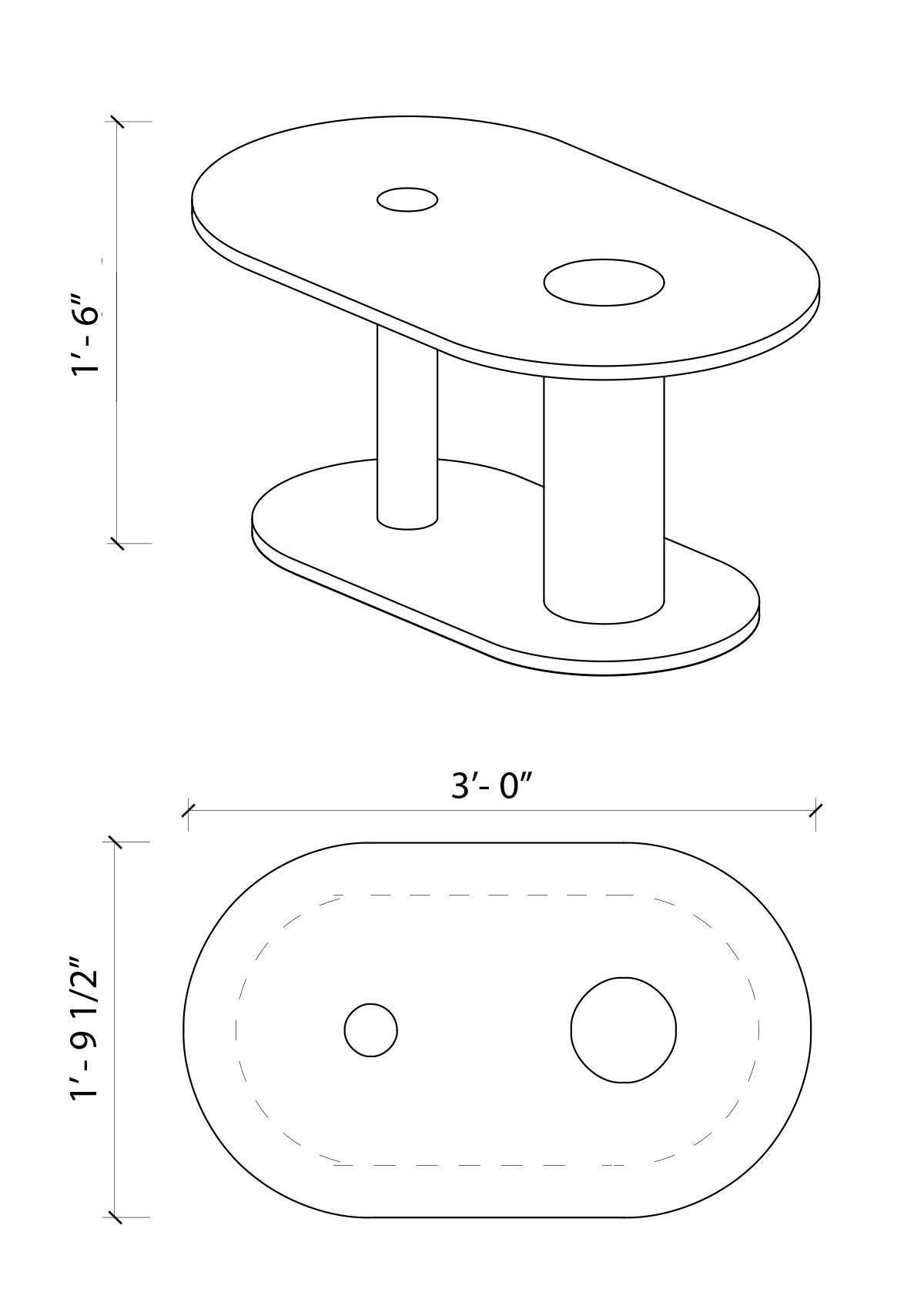 Modern Capsule Coffee Table N2, Custom Marble and Solid Oak by Wolfgang & Hite For Sale