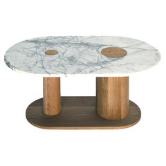 Capsule Coffee Table N2, Custom Marble and Solid Oak by Wolfgang & Hite