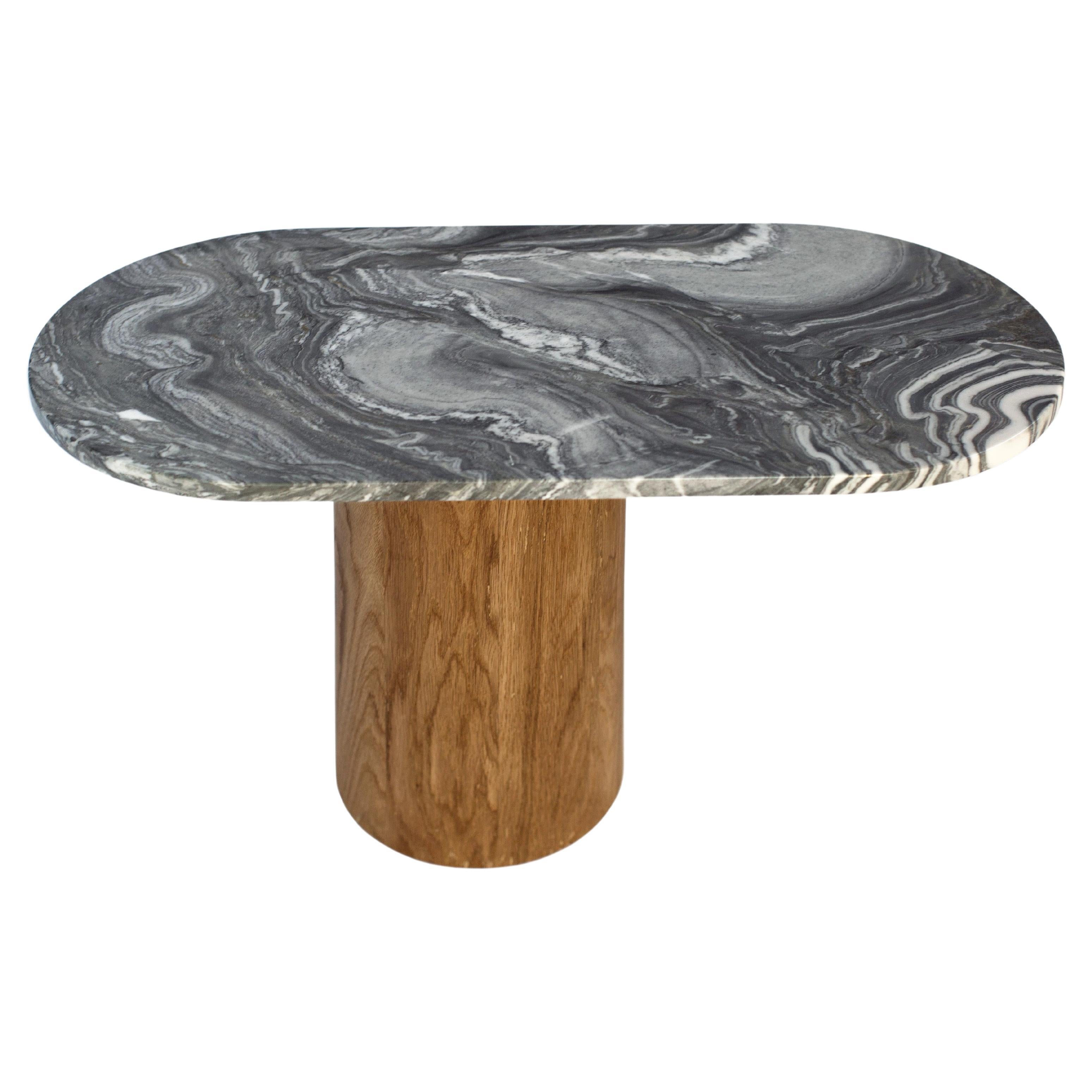 Capsule Table N3, Custom Marble and Solid Oak by Wolfgang & Hite For Sale