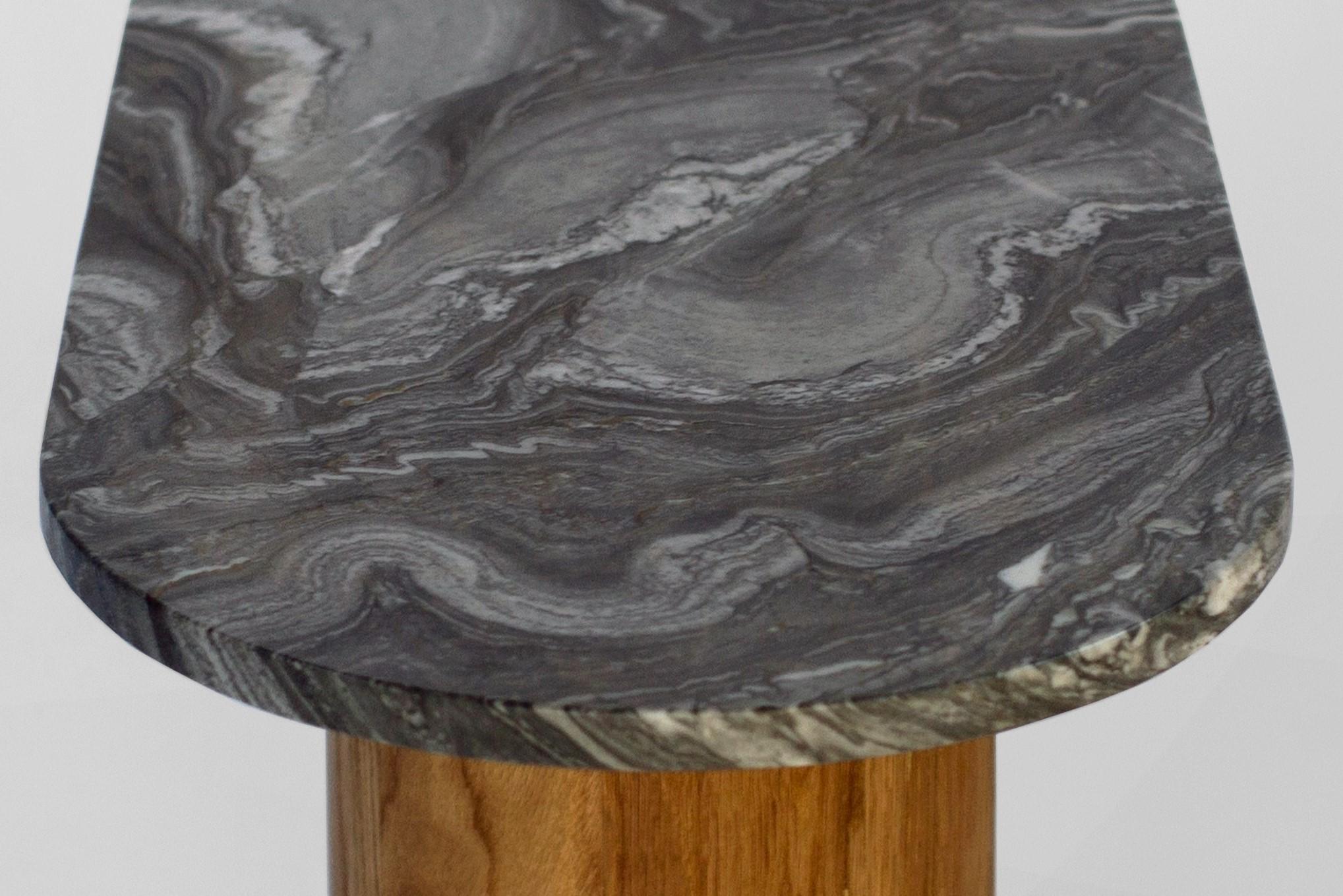 Modern Capsule Table N4, Custom Marble and Solid Oak by Wolfgang & Hite For Sale