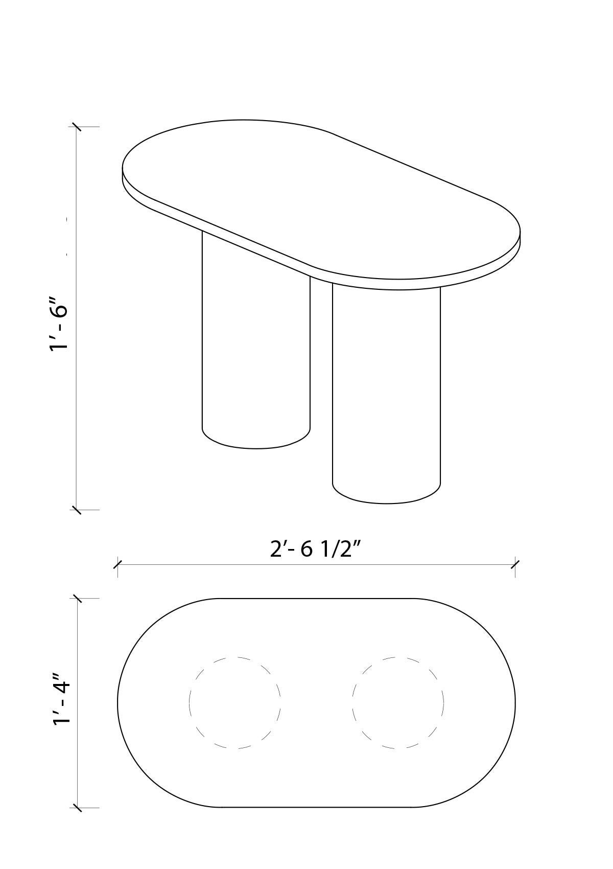 American Capsule Table N4, Custom Marble and Solid Oak by Wolfgang & Hite For Sale