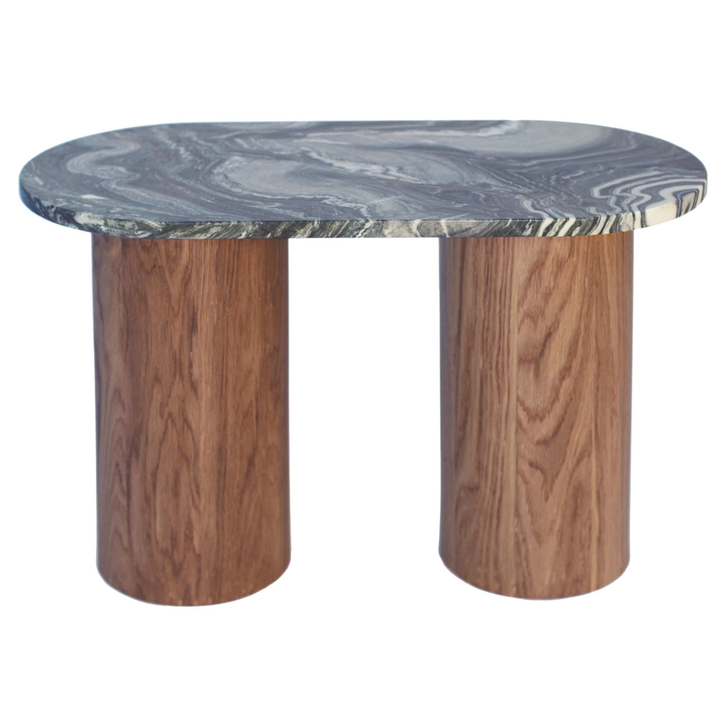 Capsule Table N4, Custom Marble and Solid Oak by Wolfgang & Hite For Sale