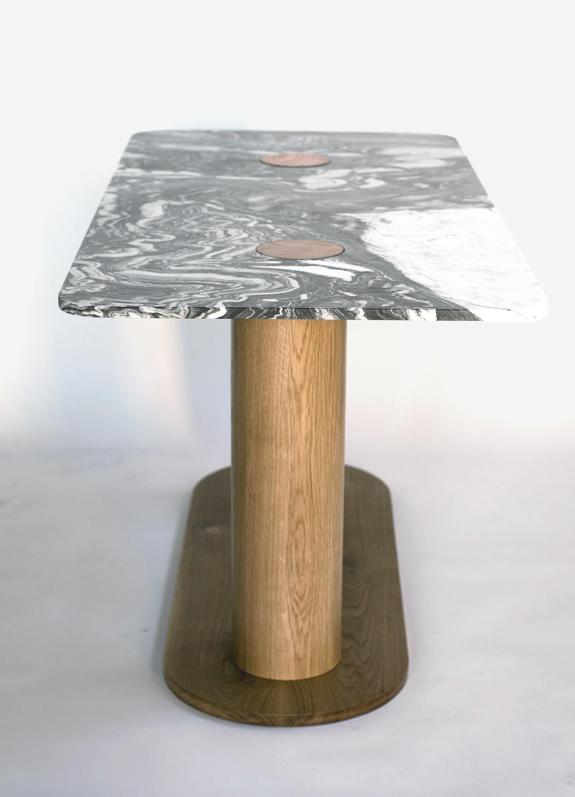 Capsule-Tisch N6, Sonderanfertigung aus Marmor und massiver Eiche von Wolfgang & Hite (Moderne) im Angebot