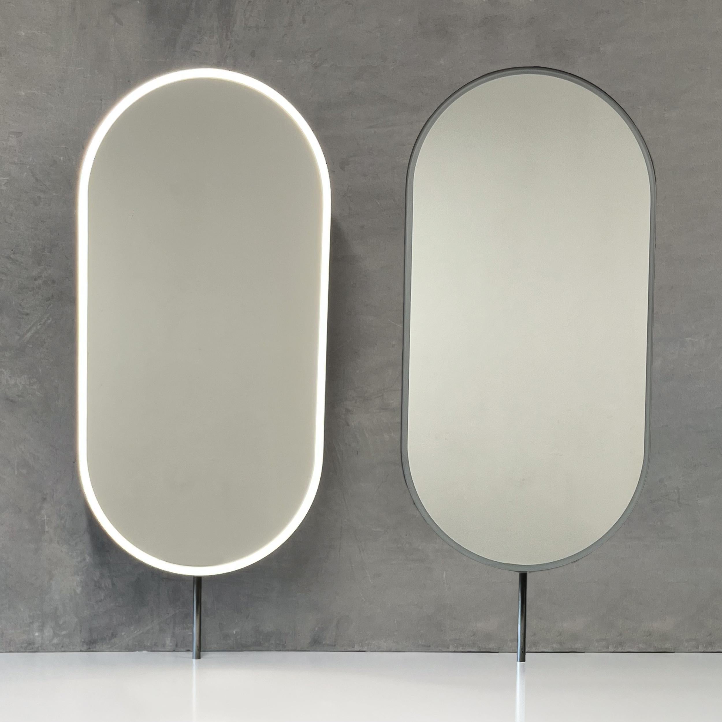 Miroir de comptoir Capsule, cadre contemporain en acier inoxydable noirci en vente 4