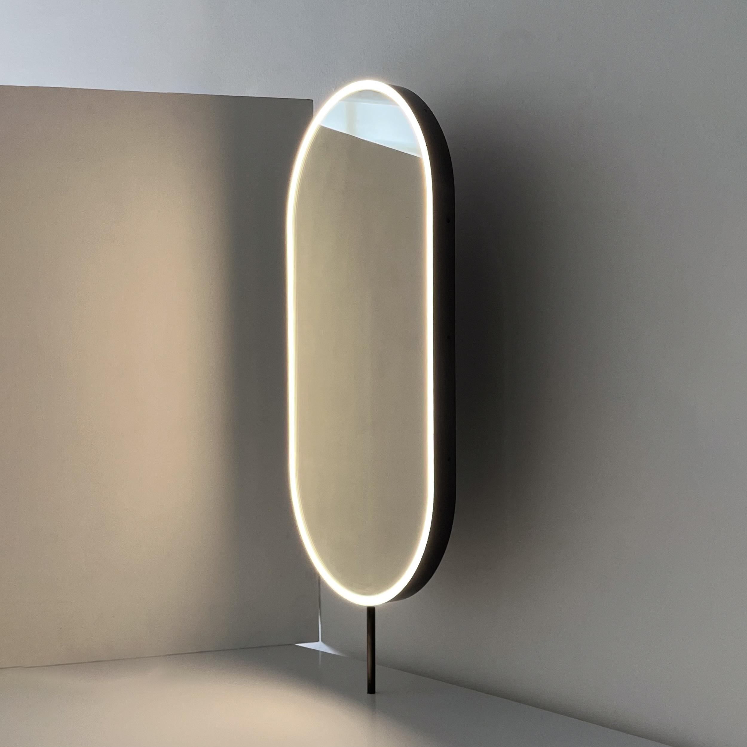 Miroir de comptoir Capsule, cadre contemporain en acier inoxydable noirci en vente 5