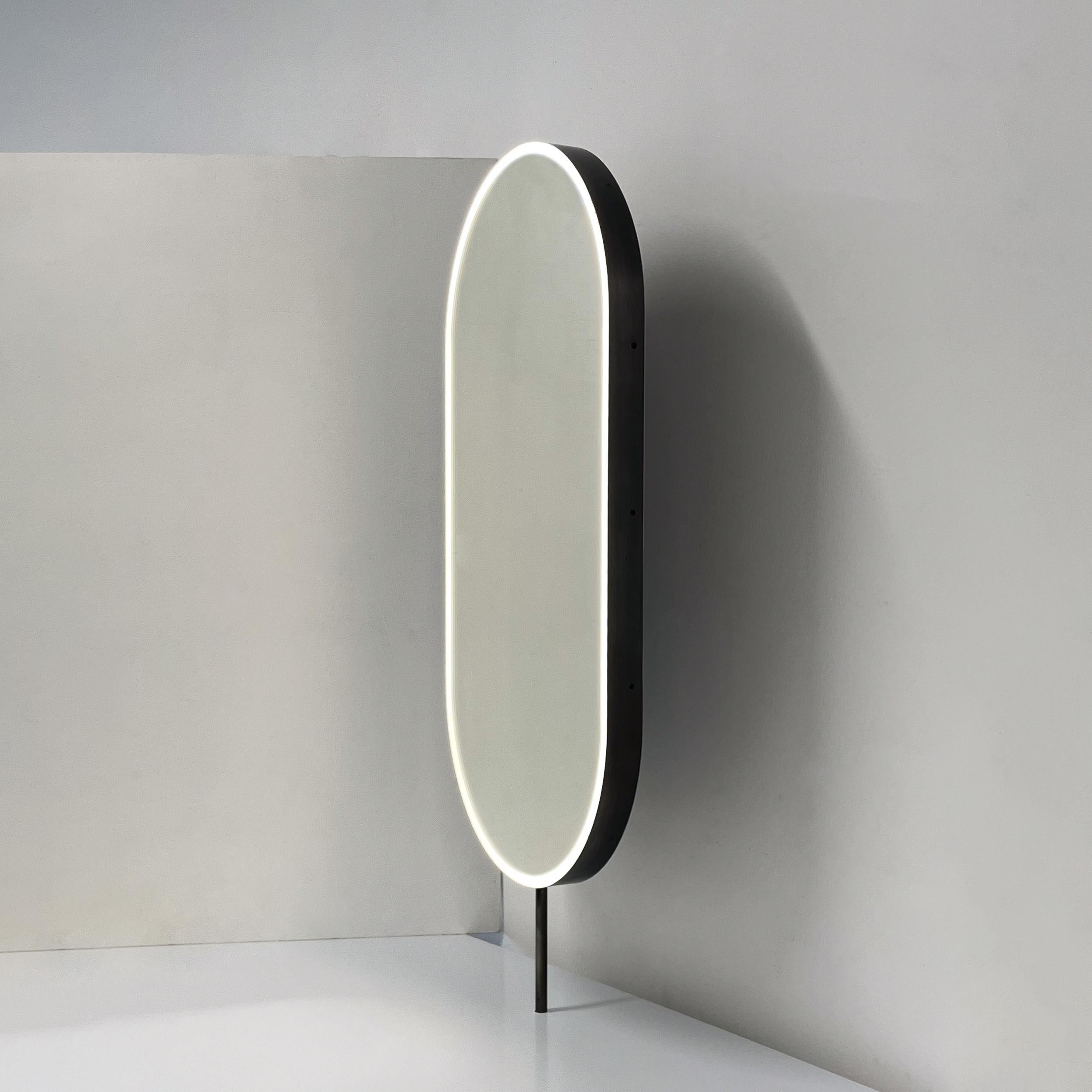 Noirci Miroir de comptoir Capsule, cadre contemporain en acier inoxydable noirci en vente