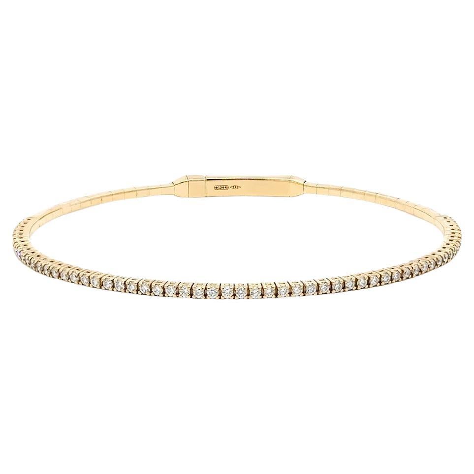 Capsule Solf Large Yellow Gold Diamond 18K Gold Bracelet for Her/Him