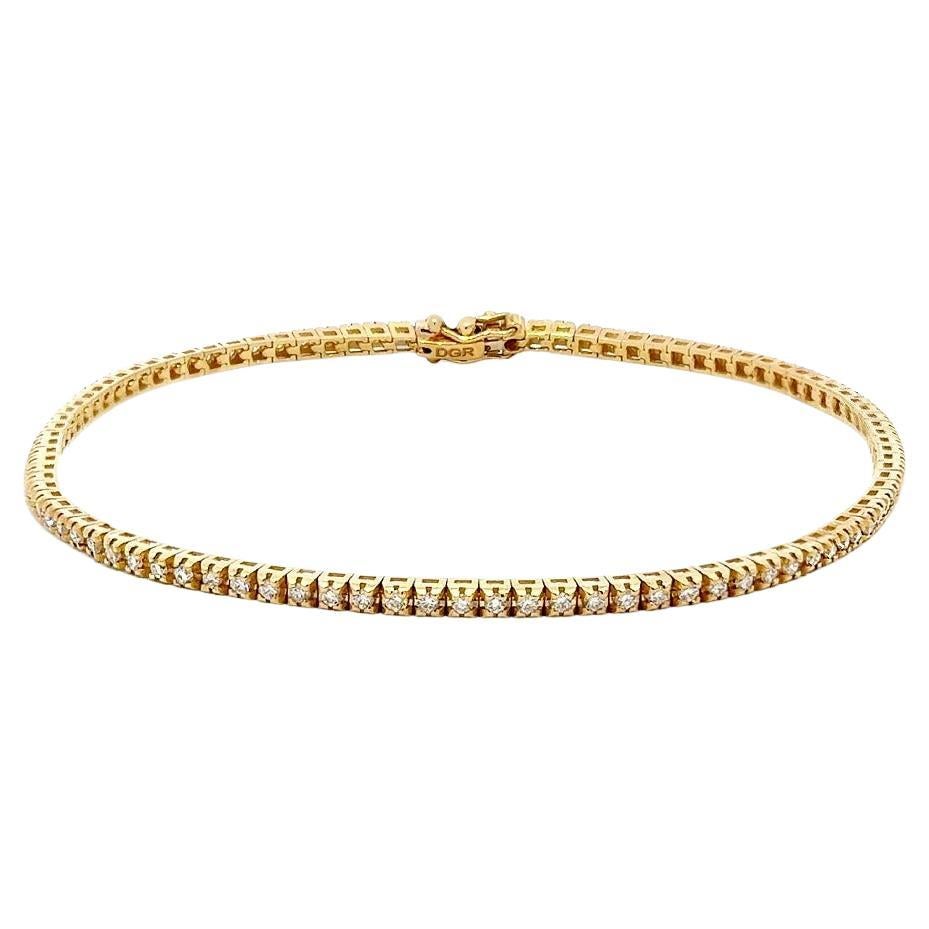 Capsule Thin Tennis Yellow 18K Gold Diamond Bracelet for Her