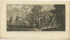 Capt. Cook Aiming His Gun Near Islands of the New Hebrides, Vanuatu, 1803