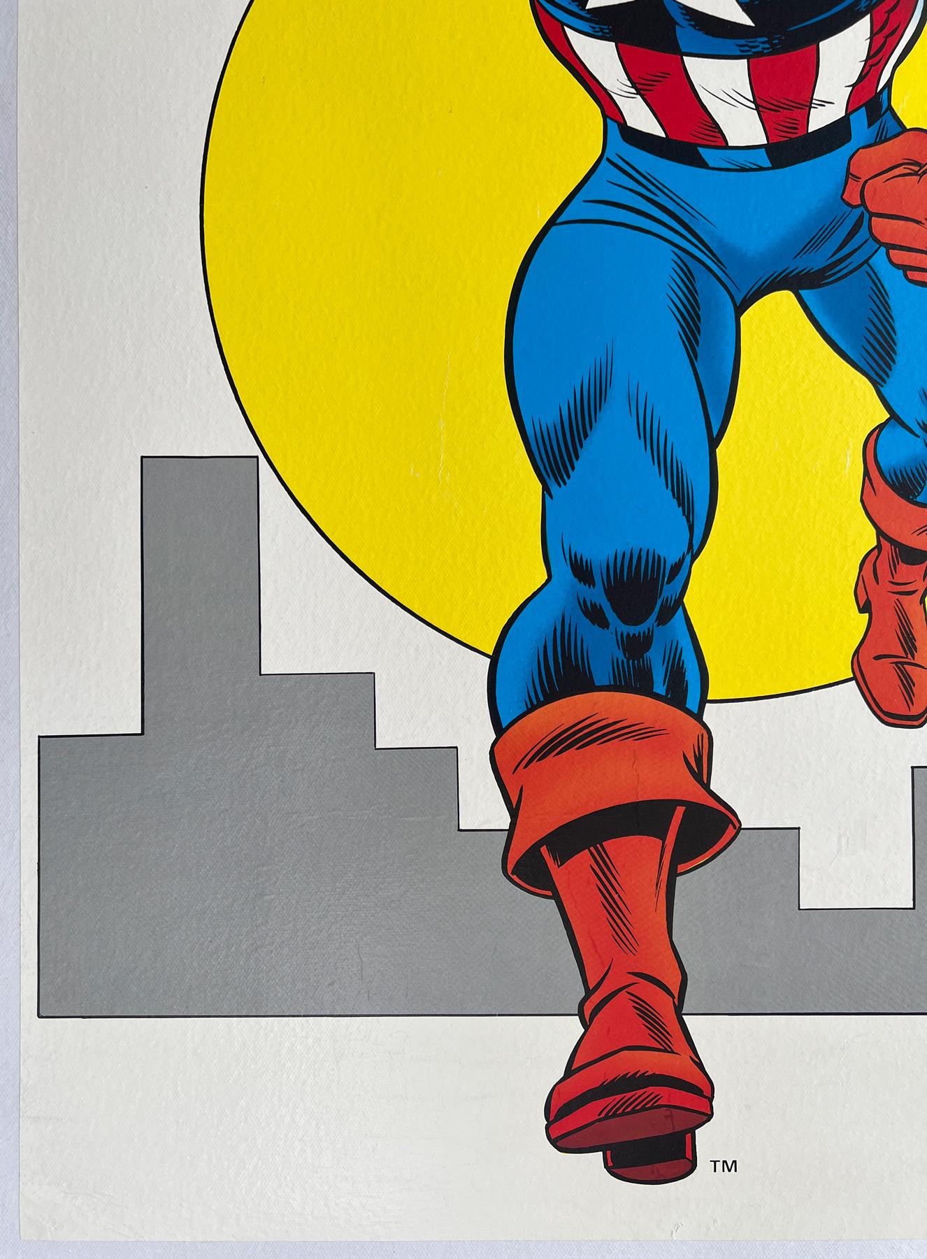20ième siècle Affiche américaine vintage « Captain America » des années 1980 en vente