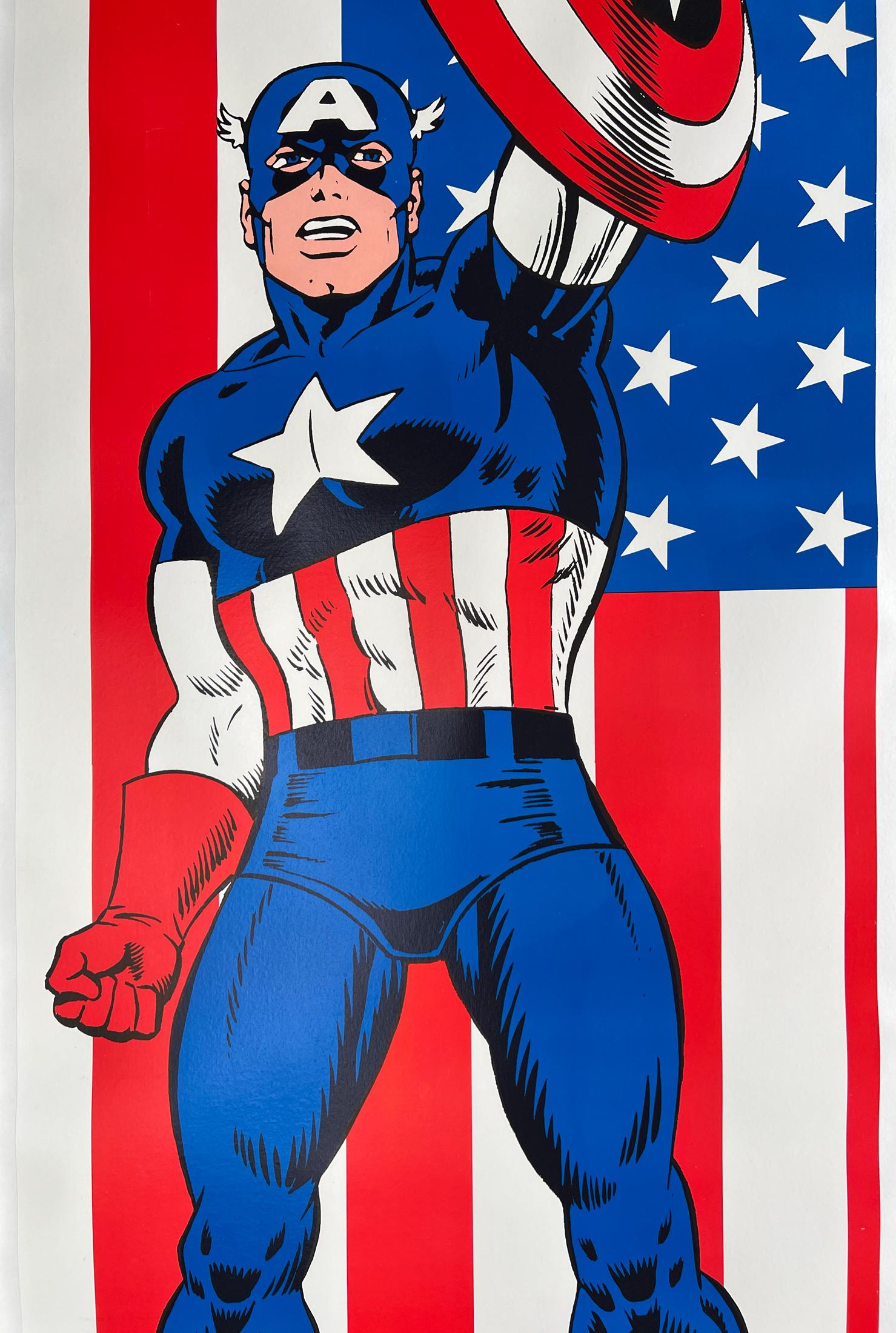 Captain America 1991 Marvel Door Panel Poster In Excellent Condition For Sale In Bath, Somerset