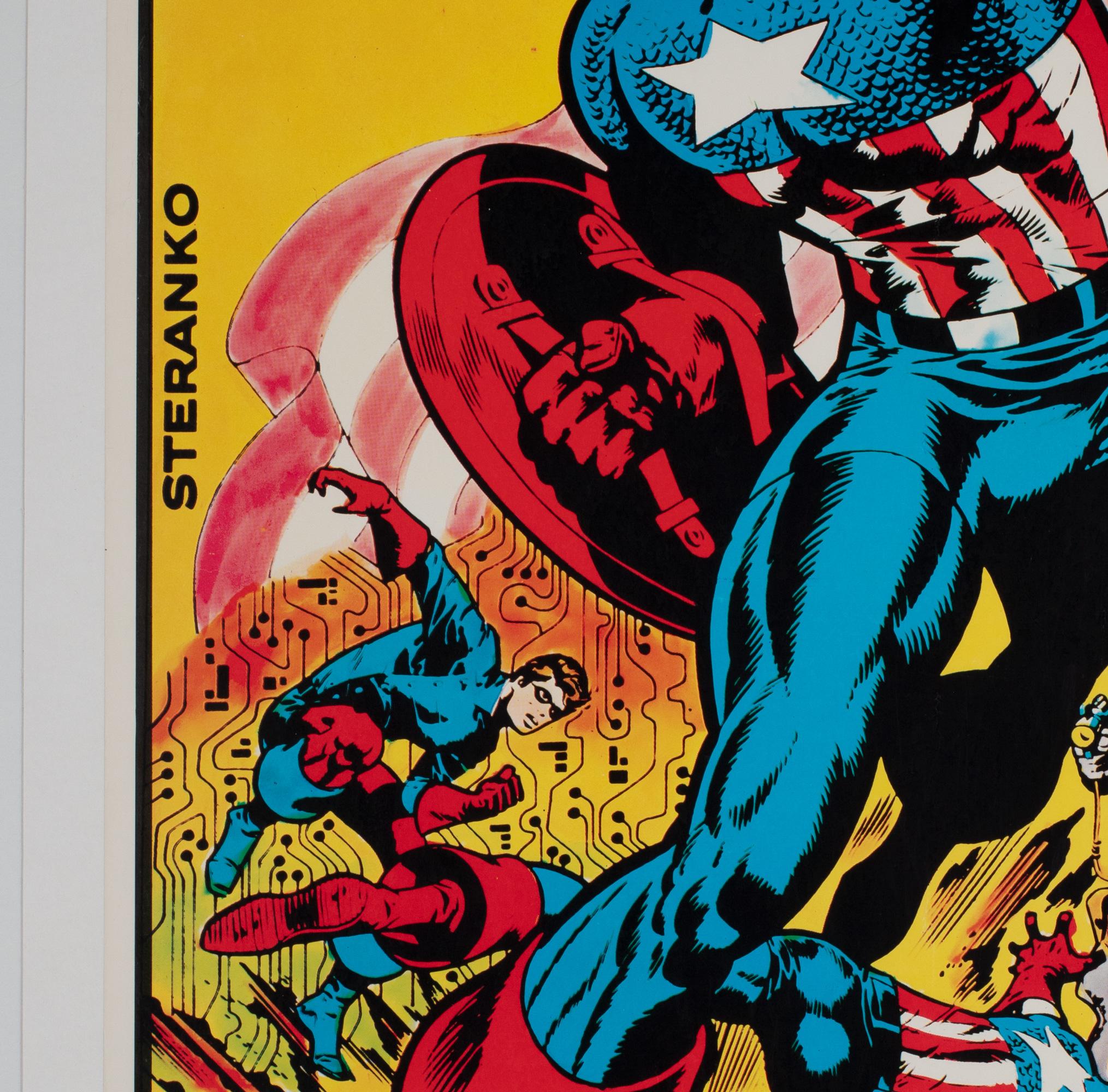 Captain America Vintage 1970s US Poster, Steranko In Excellent Condition For Sale In Bath, Somerset