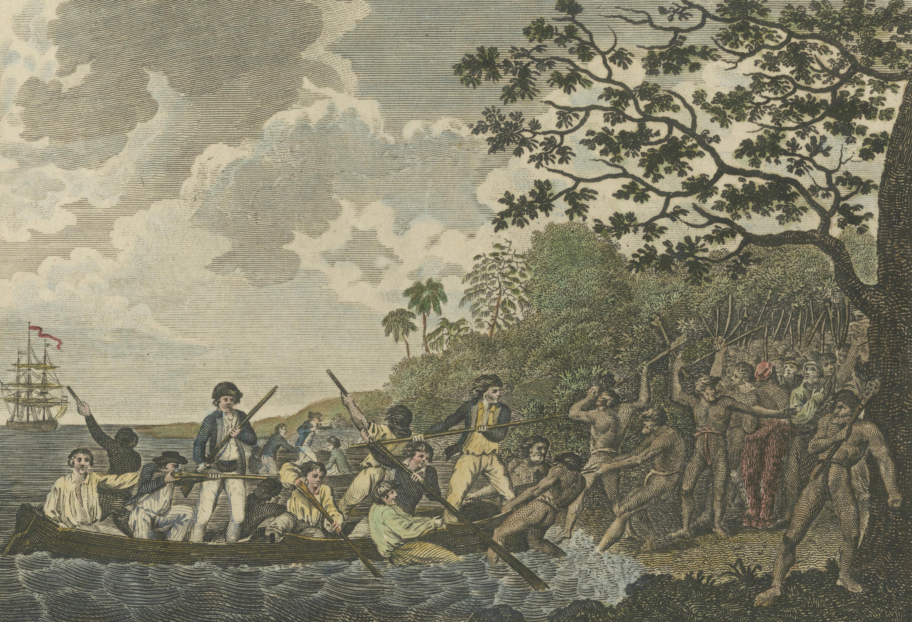 Captain Cook in the New Hebrides – Tanna Landing & Erromango Escape, c.1780