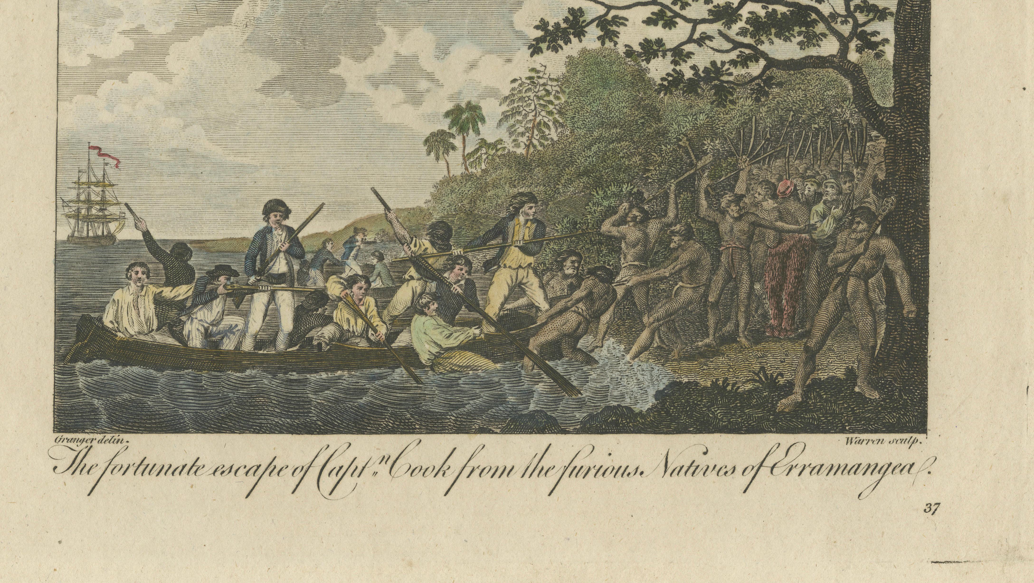 Captain Cook in the New Hebrides – Tanna Landing & Erromango Escape, c.1780