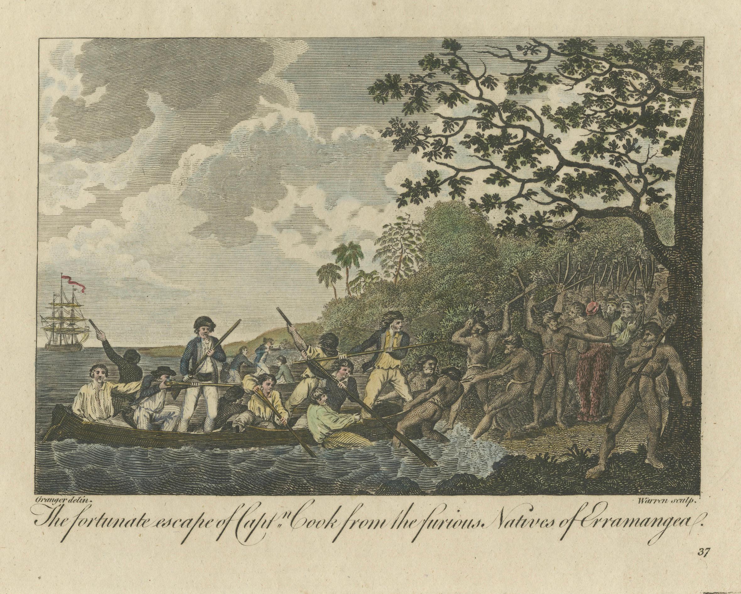 Captain Cook in the New Hebrides – Tanna Landing & Erromango Escape, c.1780