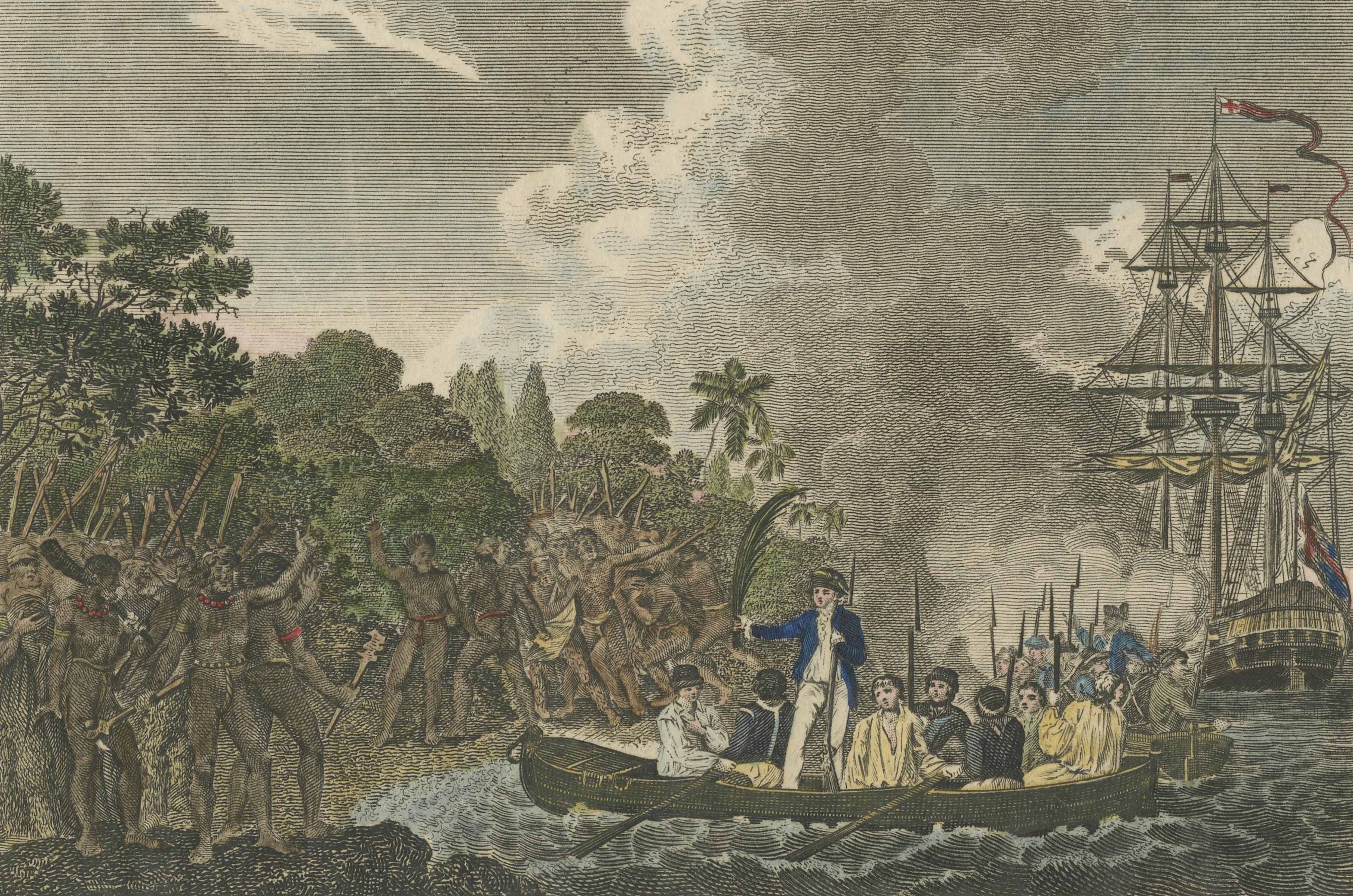 Captain Cook in the New Hebrides – Tanna Landing & Erromango Escape, c.1780