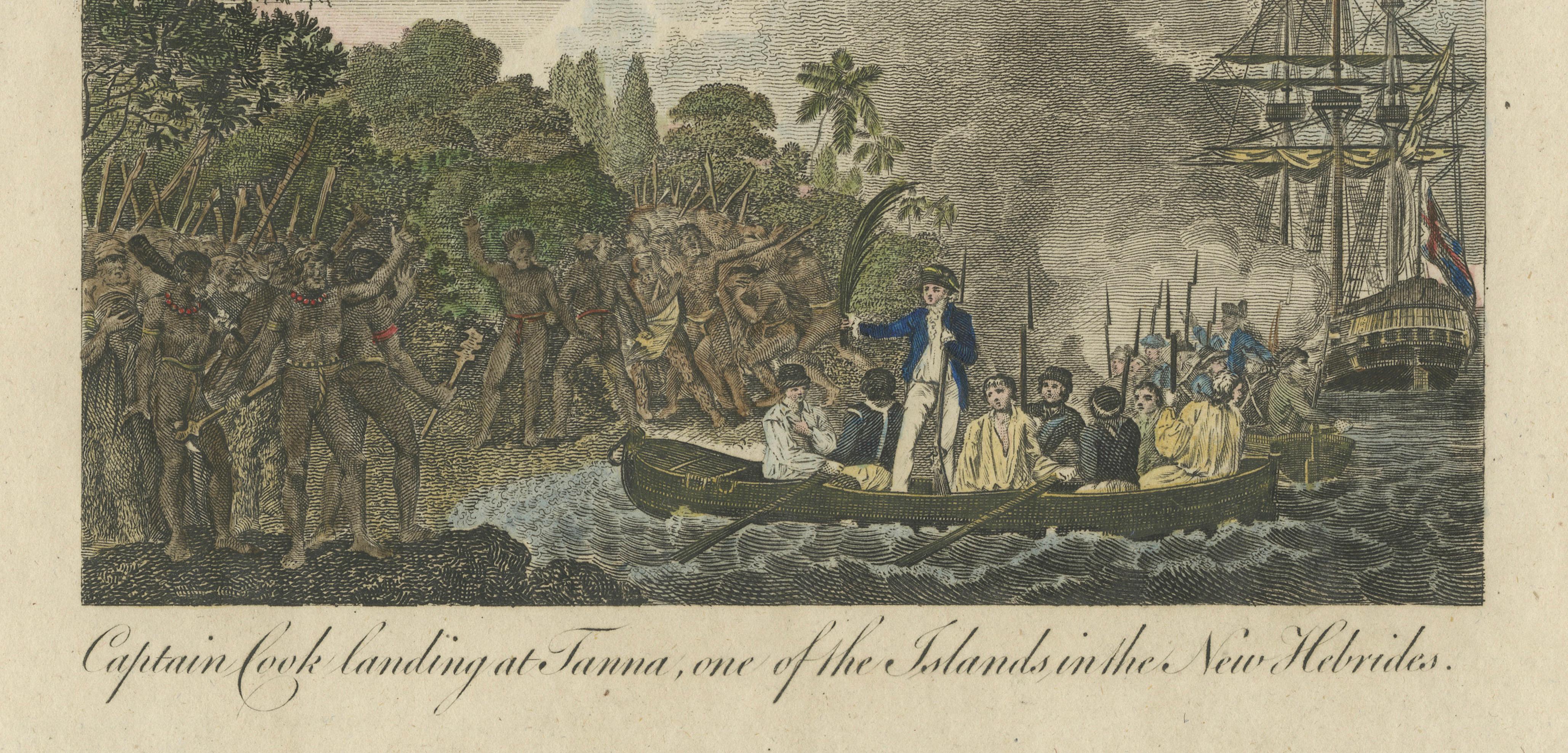 Captain Cook in the New Hebrides – Tanna Landing & Erromango Escape, c.1780