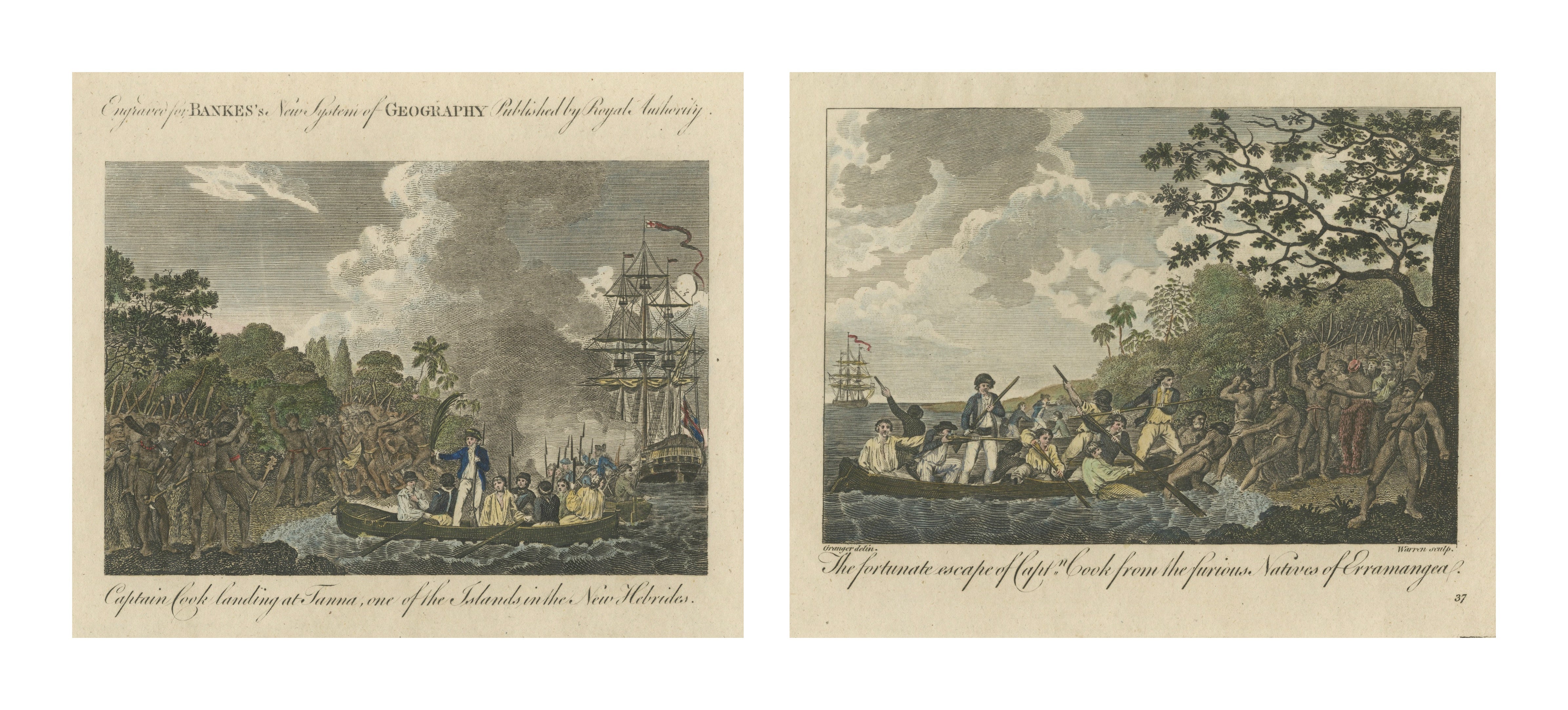 Captain Cook in the New Hebrides – Tanna Landing & Erromango Escape, c.1780