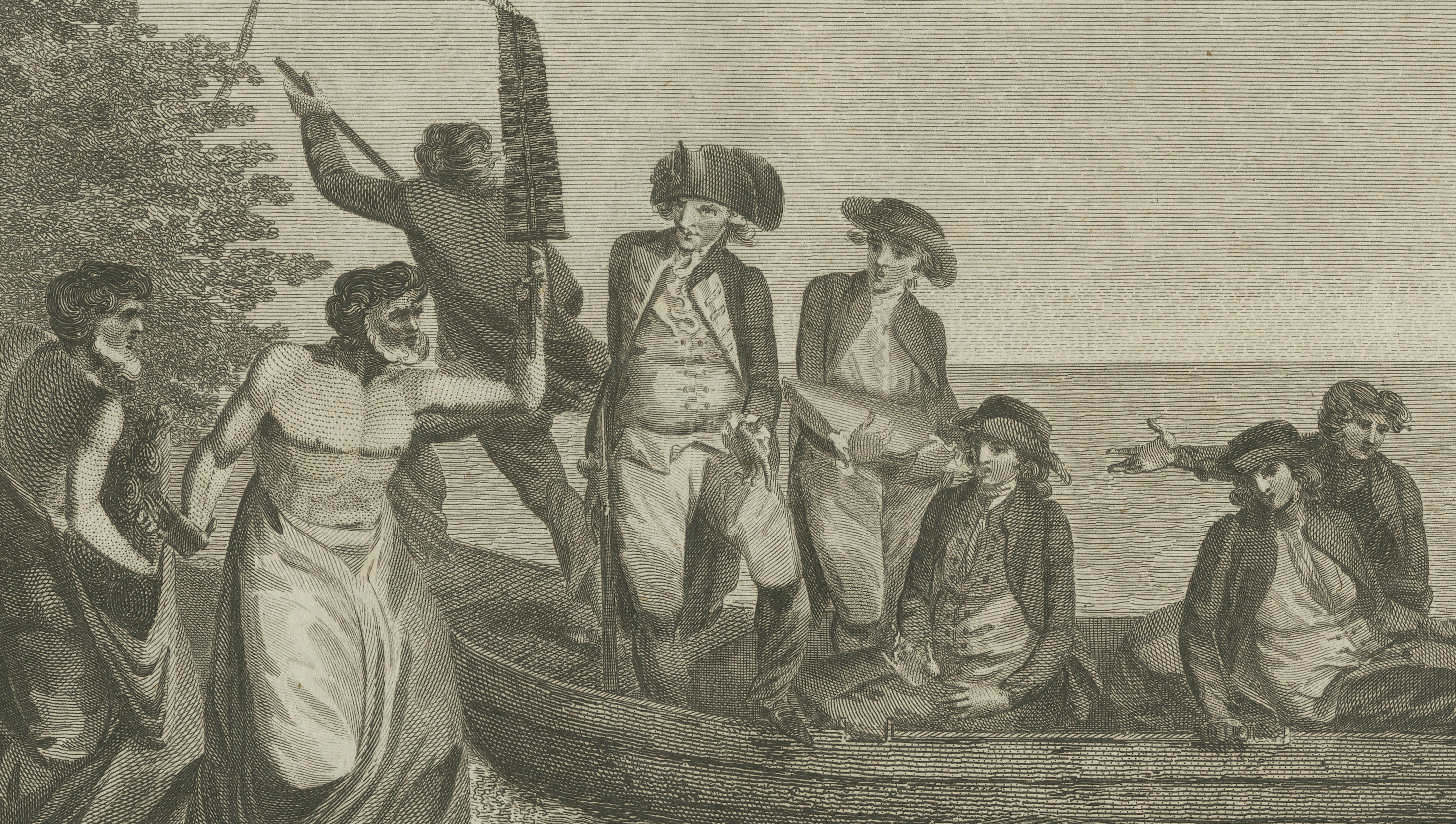 Captain Cook Landing Tonga Engraving, Friendly Isles, Pacific, 1777