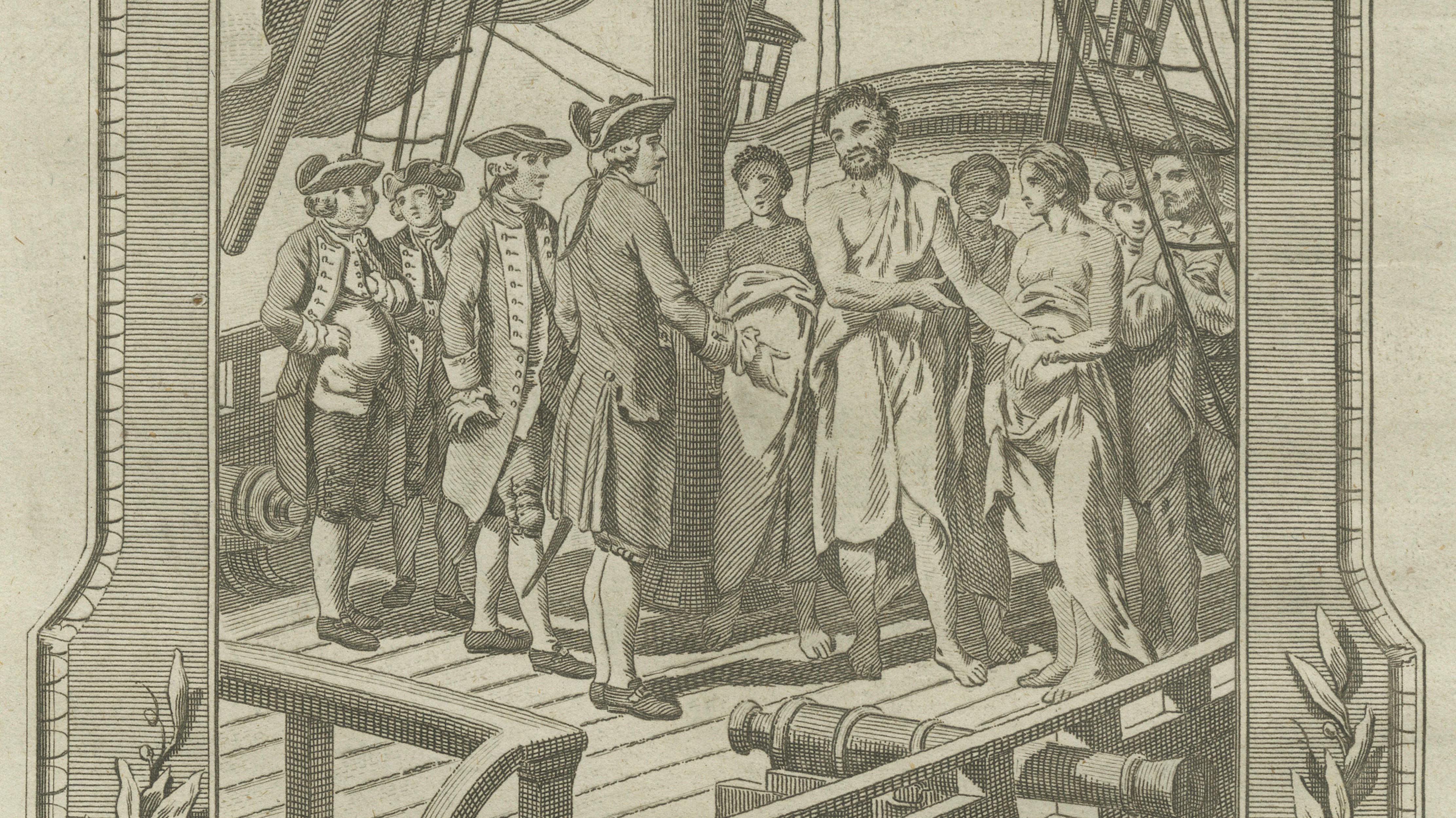 Captain Cook Tahiti Visit Engraving, Otaheite Natives, Pacific, c.1785