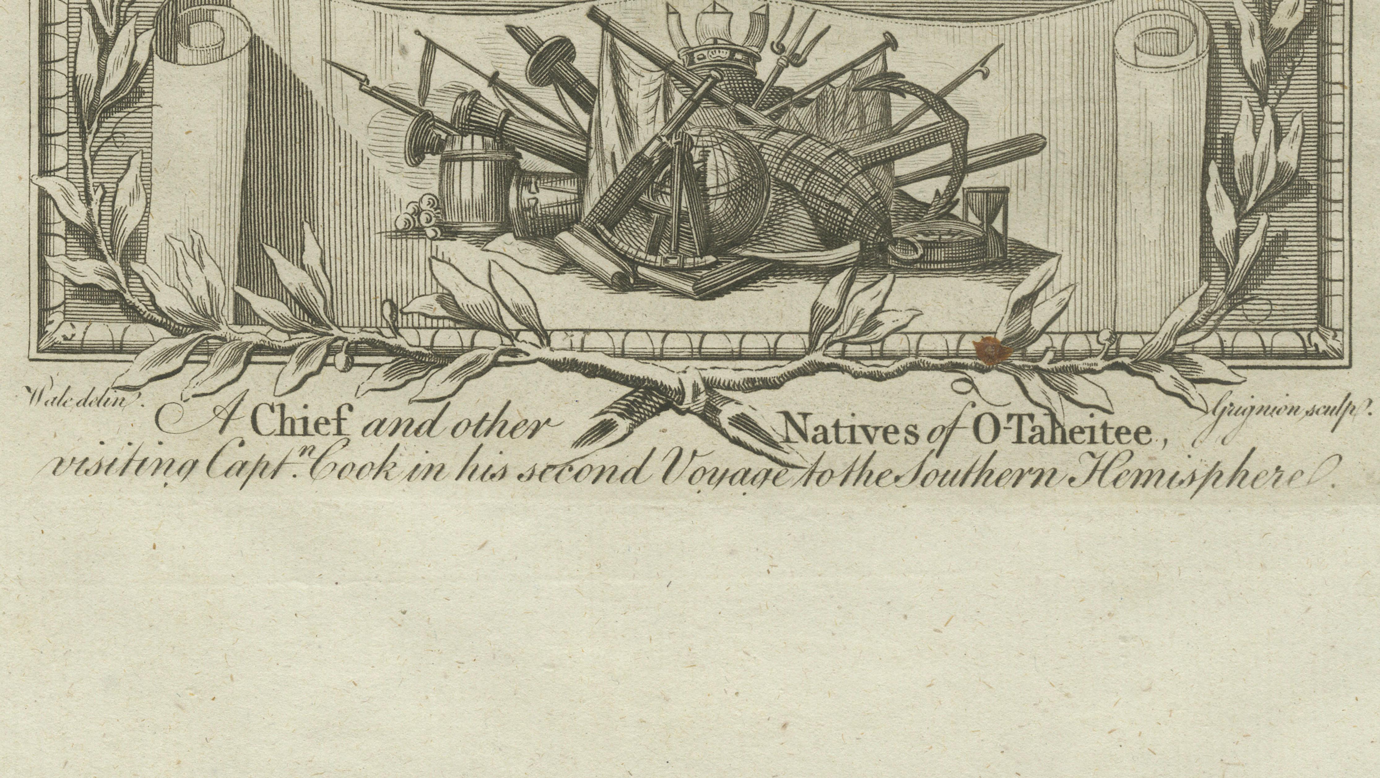 Captain Cook Tahiti Visit Engraving, Otaheite Natives, Pacific, c.1785