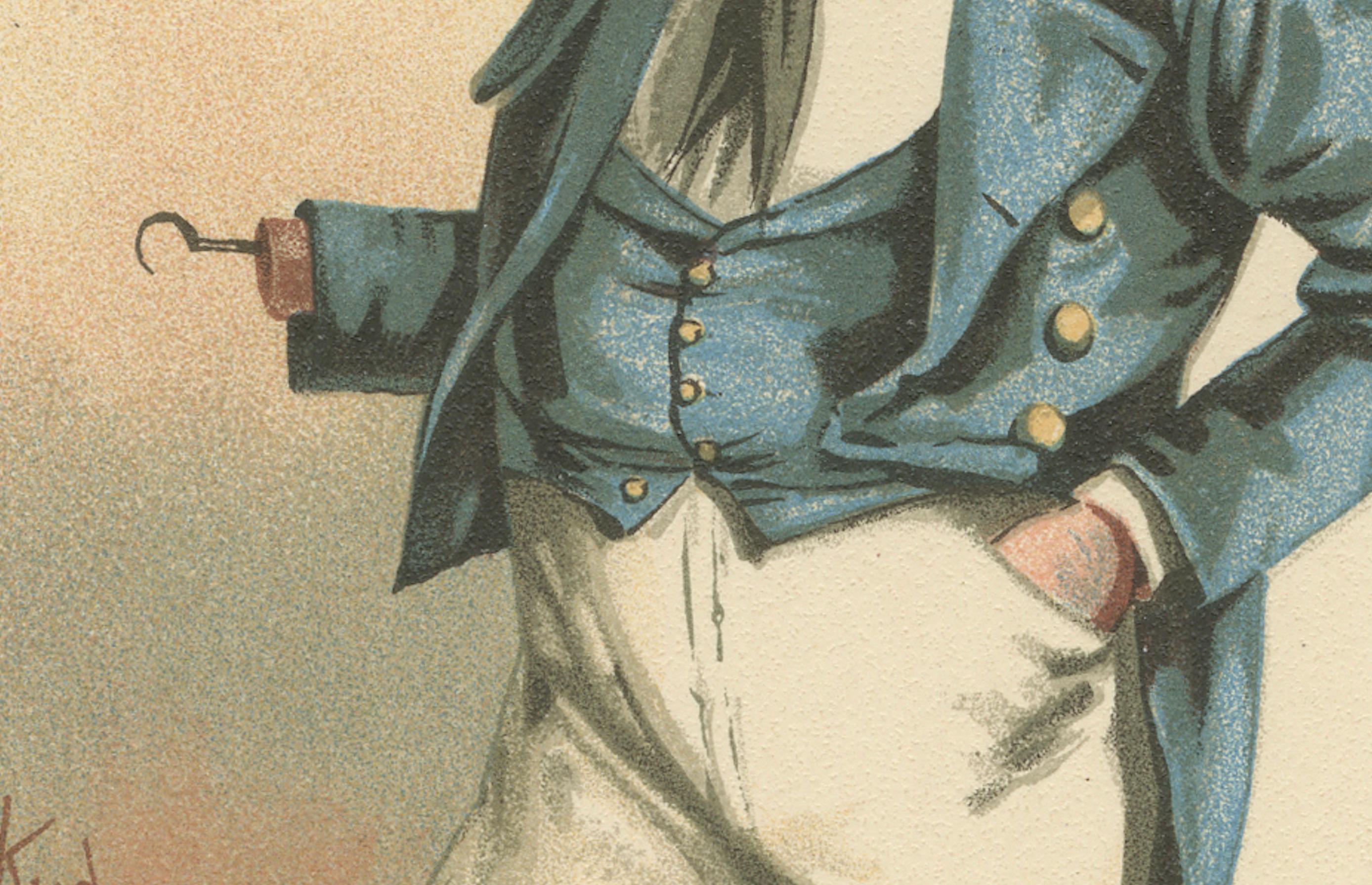 Kapitän Cuttle aus Dombey und Sohn - Kyd-Figurendruck nach Dickens, ca. 1889 im Zustand „Gut“ im Angebot in Langweer, NL