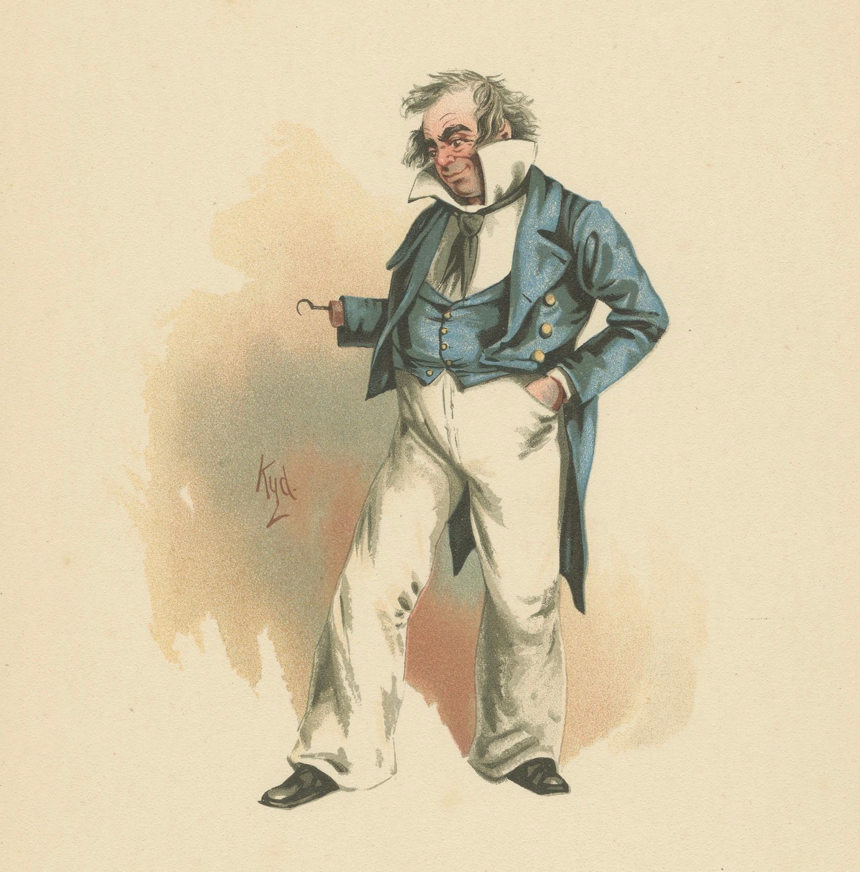 Kapitän Cuttle aus Dombey und Sohn - Kyd-Figurendruck nach Dickens, ca. 1889 (Papier) im Angebot