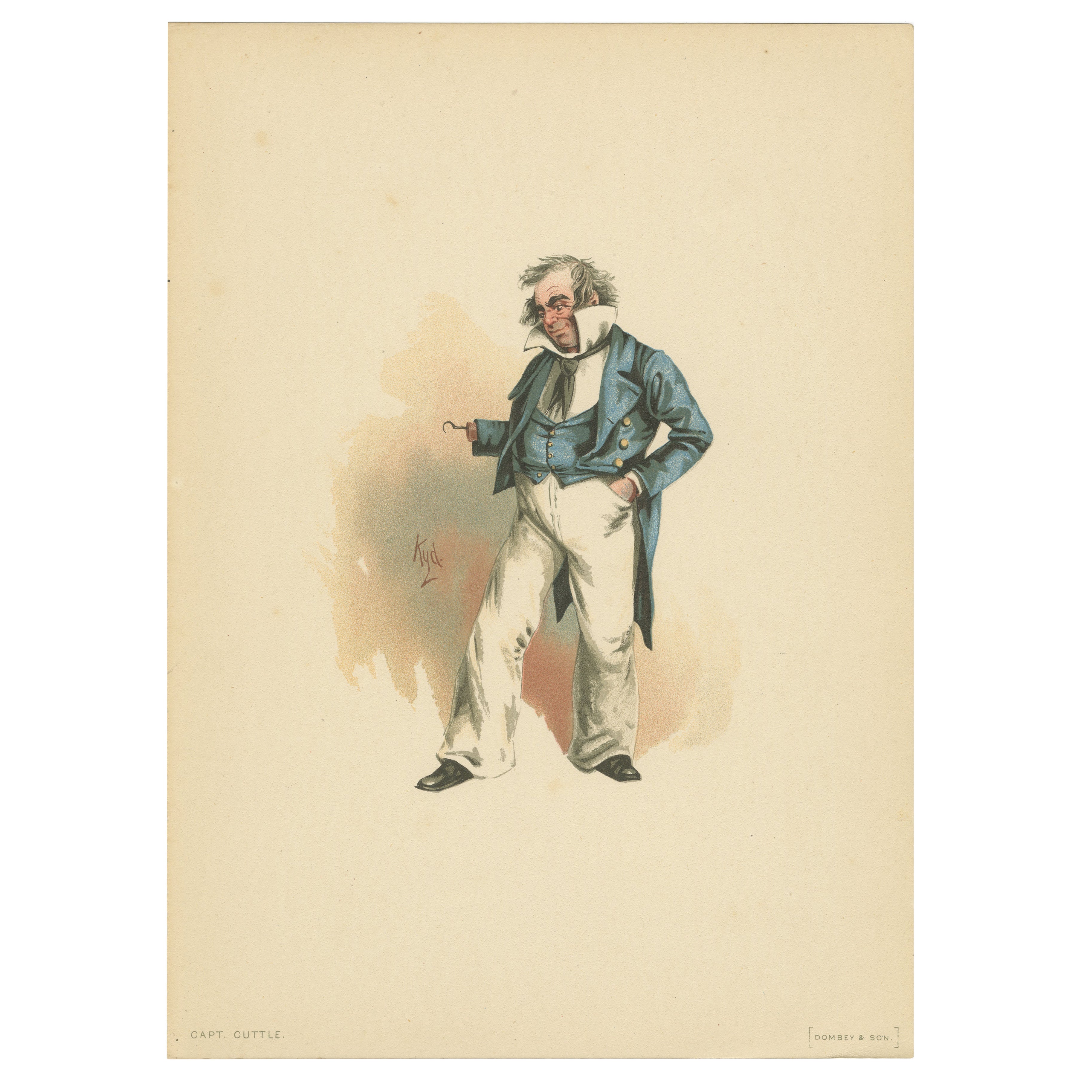 Il Capitano Cuttle di Dombey e Figlio - Stampa di carattere Kyd dopo Dickens, 1889 ca. in vendita