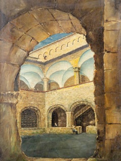 Capitano Desmond N.C. Tufnell (1892-1965) - 1955 Olio, Cortile italiano