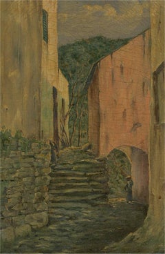 Capitano Desmond N.C. Tufnell (1892-1965) - 1955 Olio, Locanda Marina, Camogli