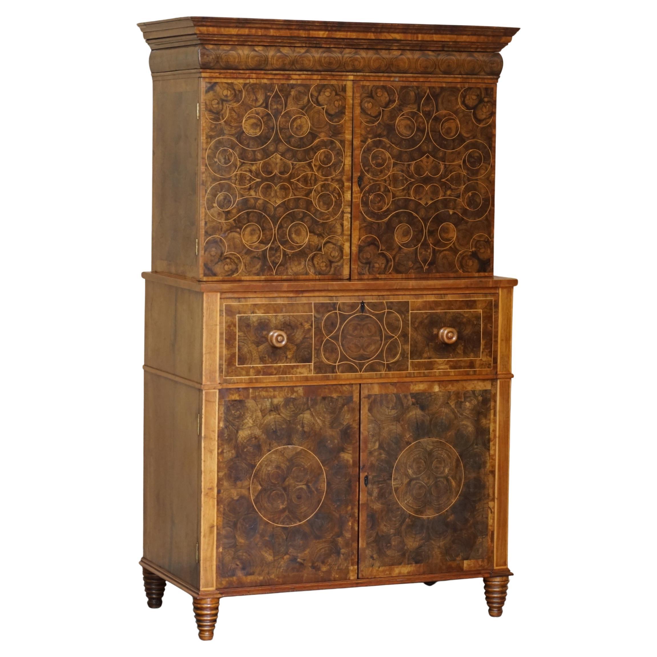 CAPTAiN EDWARD GEORGE SPENCER CHURCHILL CIRCA 1710 OYSTER VENEER CHEST ON STAND For Sale
